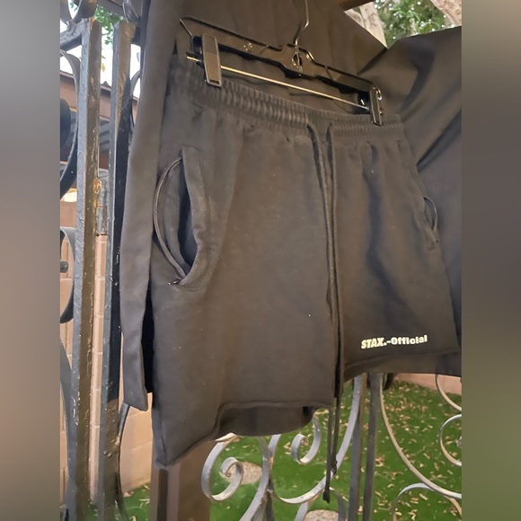 Stax. Official Unisex 100% Cotton Adjustable Black Shorts Side Pockets W=M | M=L - Picture 3 of 15